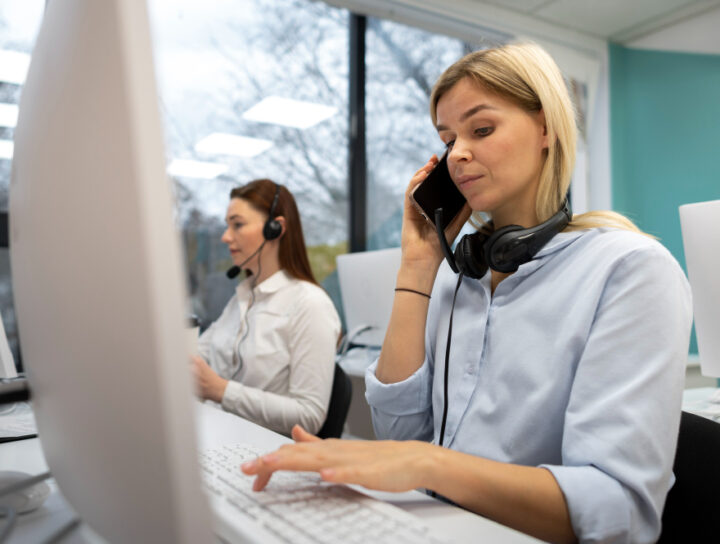 GP practice using a digital triaging tool on screen