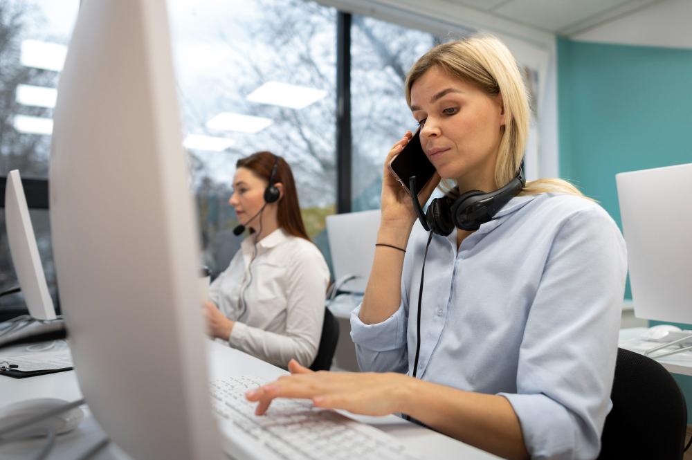 GP practice using a digital triaging tool on screen